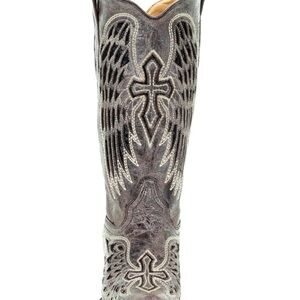 CORRAL WOMEN'S SEQUIN WING & CROSS INLAY WESTERN BOOTS - SQUARE TOE